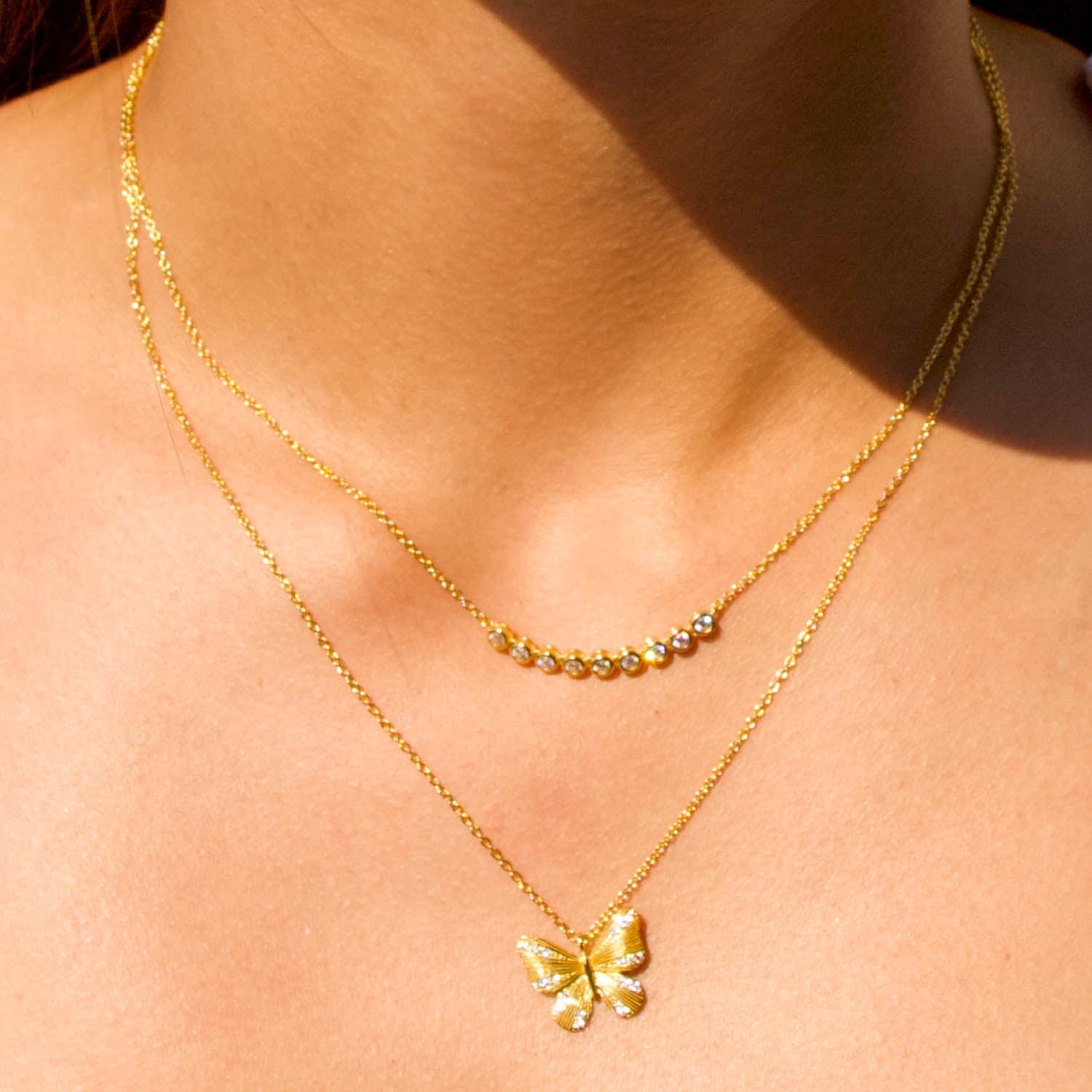 14k Gold Butterfly Pendant Necklace - TPAIGE Jewelry