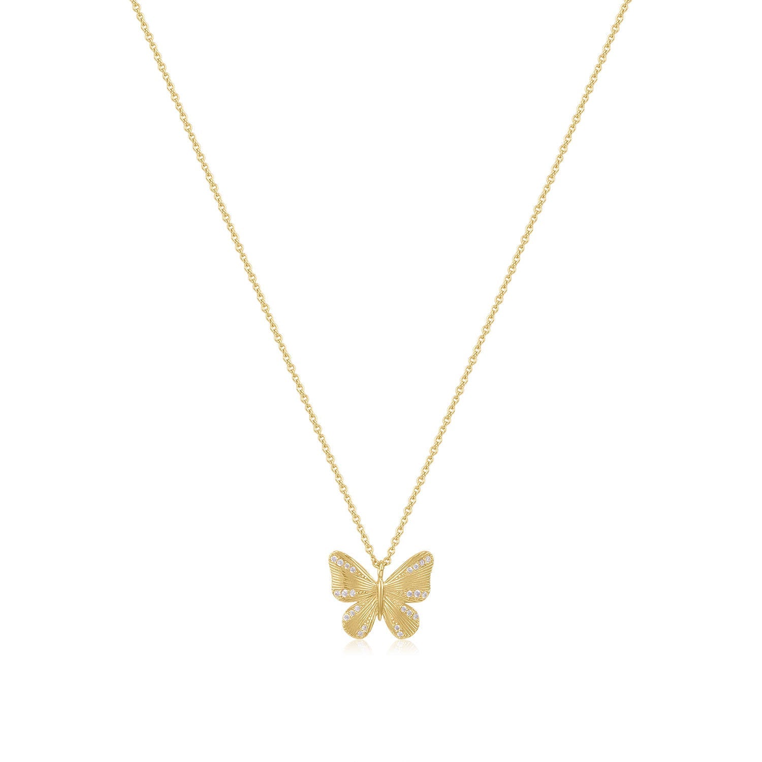 14k Gold Butterfly Pendant Necklace - TPAIGE Jewelry