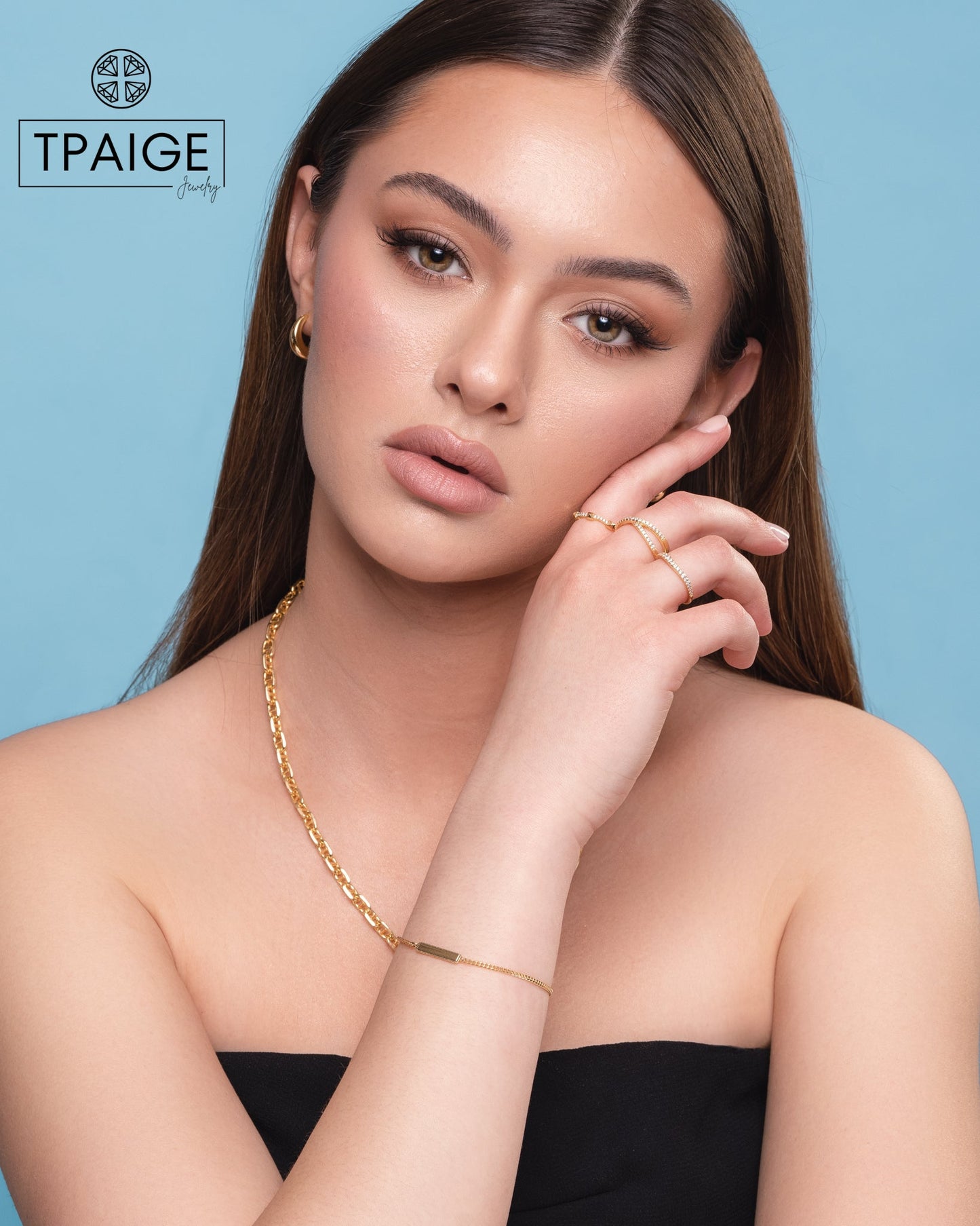 14k Gold Rectangular Tag Bar Bracelet - TPAIGE Jewelry