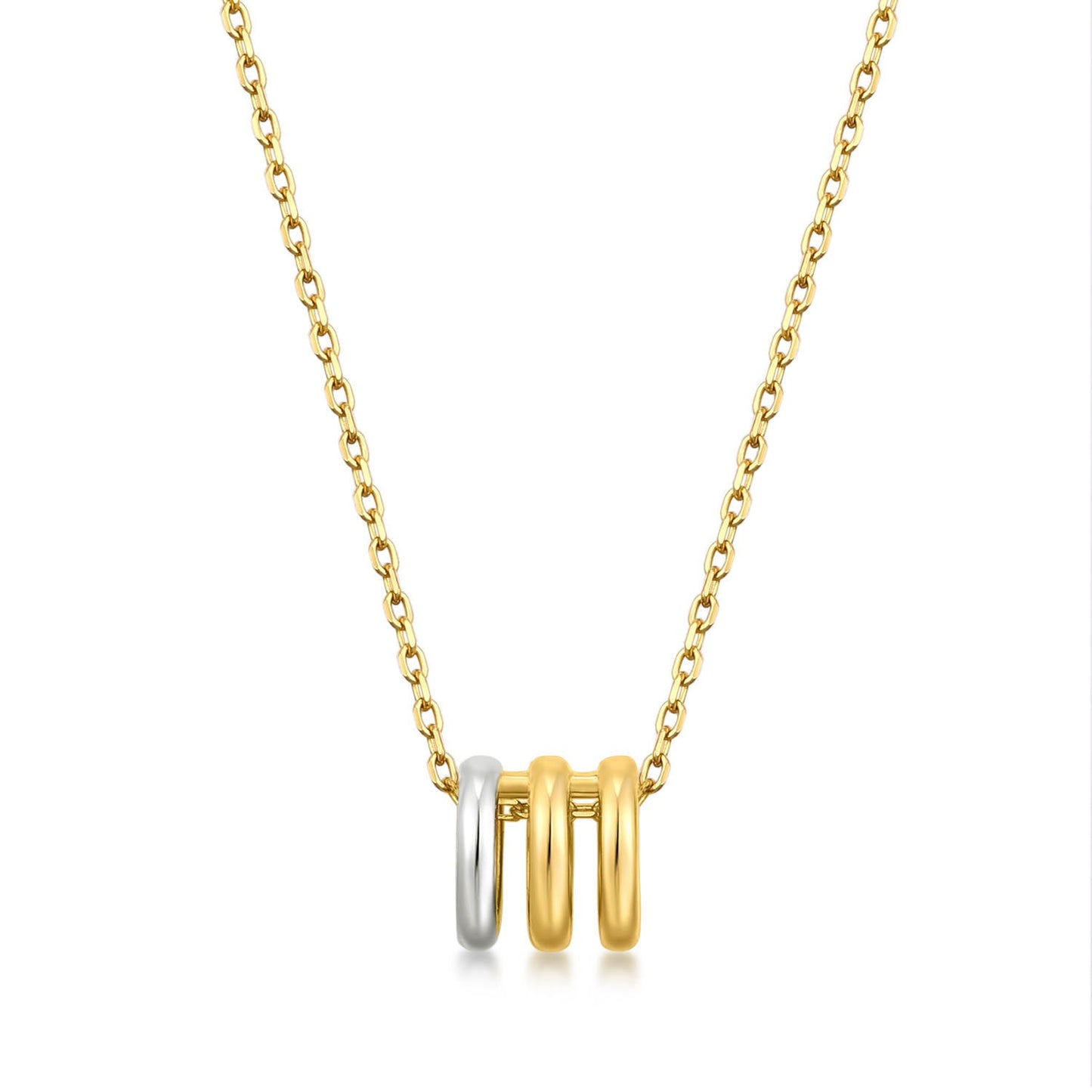 14k Gold Two - Tone Oval Pendant Necklace - TPAIGE Jewelry
