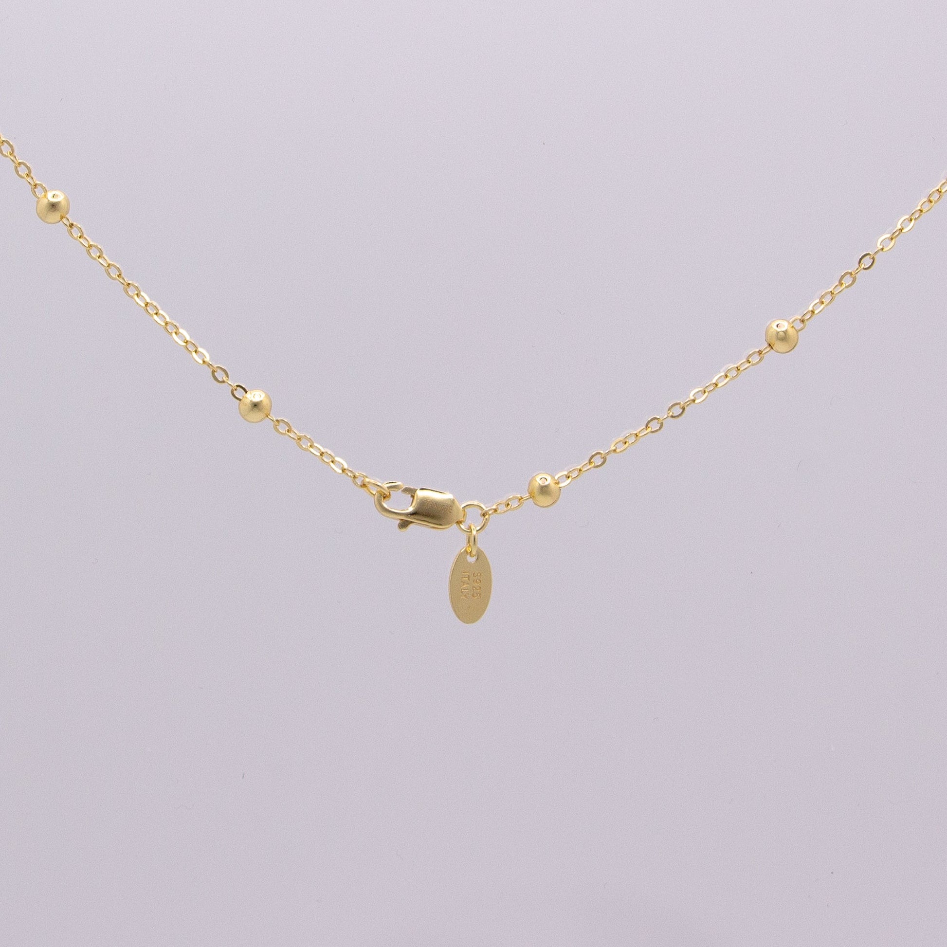 14k Gold Vermeil 2mm Beads Station Cable Chain Necklace - TPAIGE Jewelry