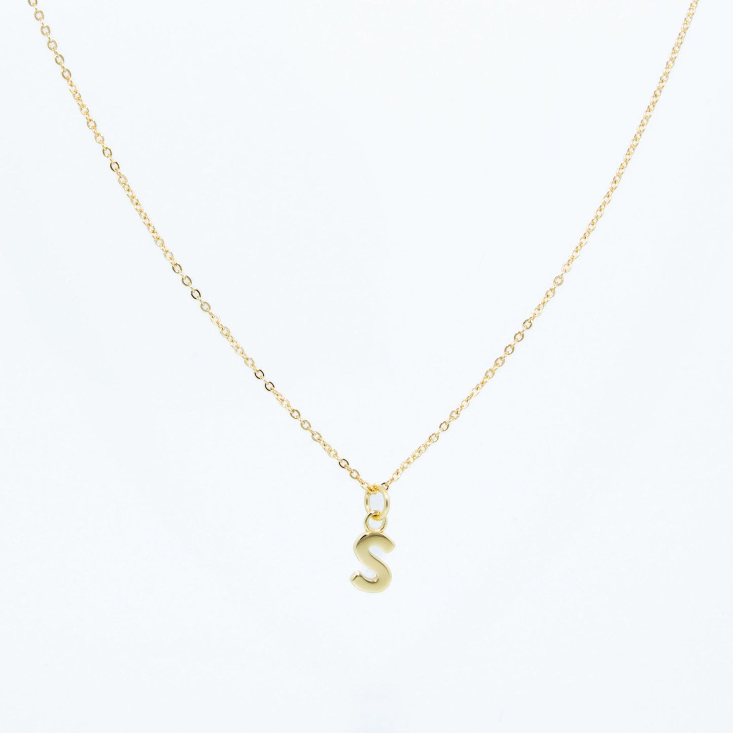 14k Gold Vermeil Small Letter Necklace - TPAIGE Jewelry