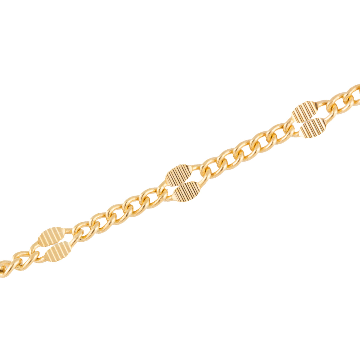 "Marigold" 14k Gold Filled 2.3mm Striped Dapped Curb Chain