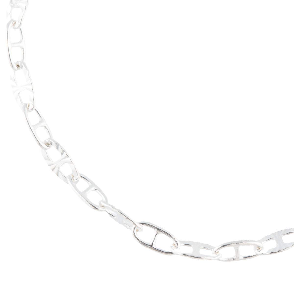 "Silver Daylily" Gold Filled Mini Oval Textured Mariner Chain