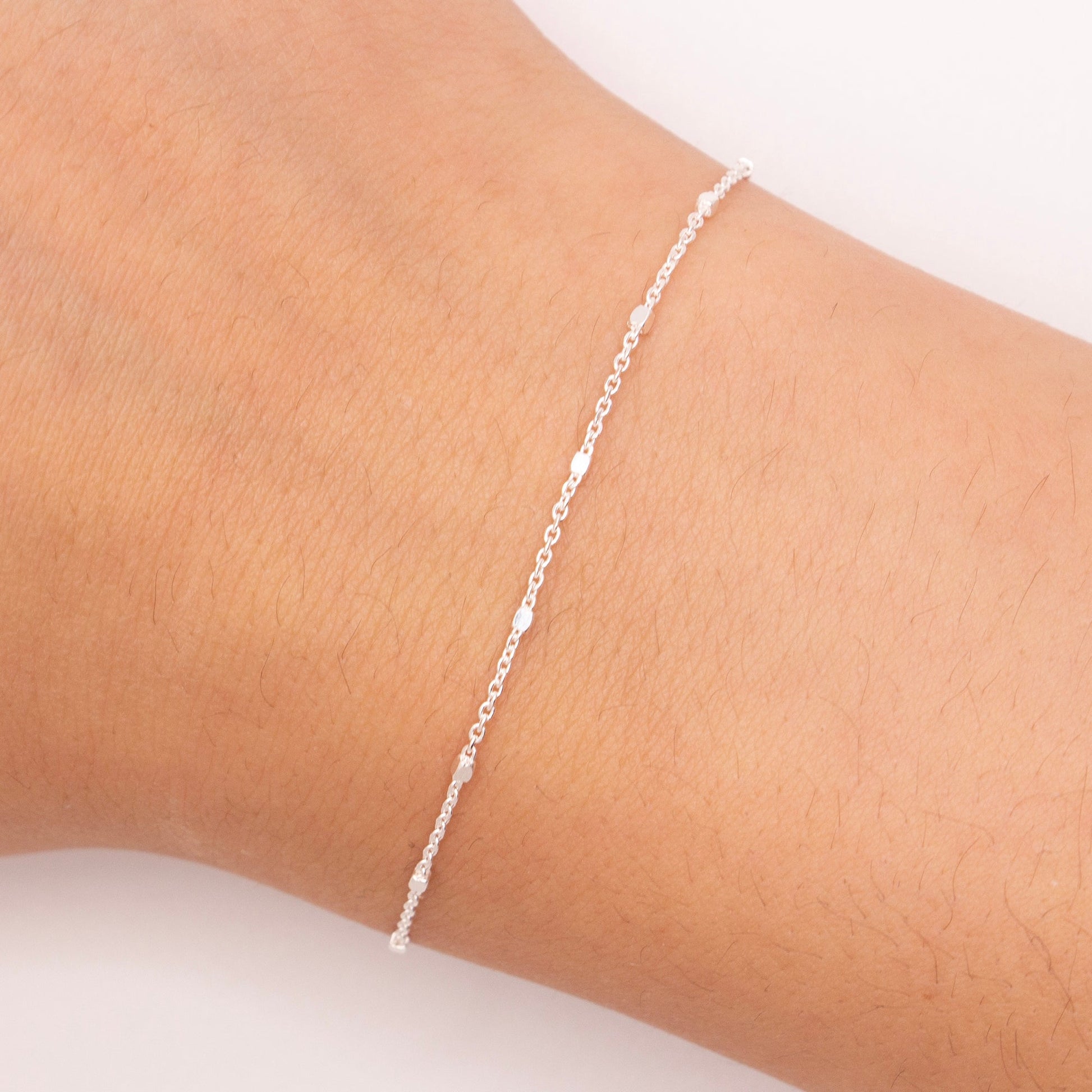 "Bloom" Sterling Silver 1mm Cable Chain with 1.2mm Cube Beads - TPAIGE Jewelry