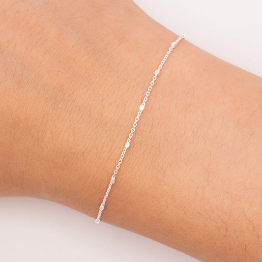 "Bloom" Sterling Silver 1mm Cable Chain with 1.2mm Cube Beads - TPAIGE Jewelry