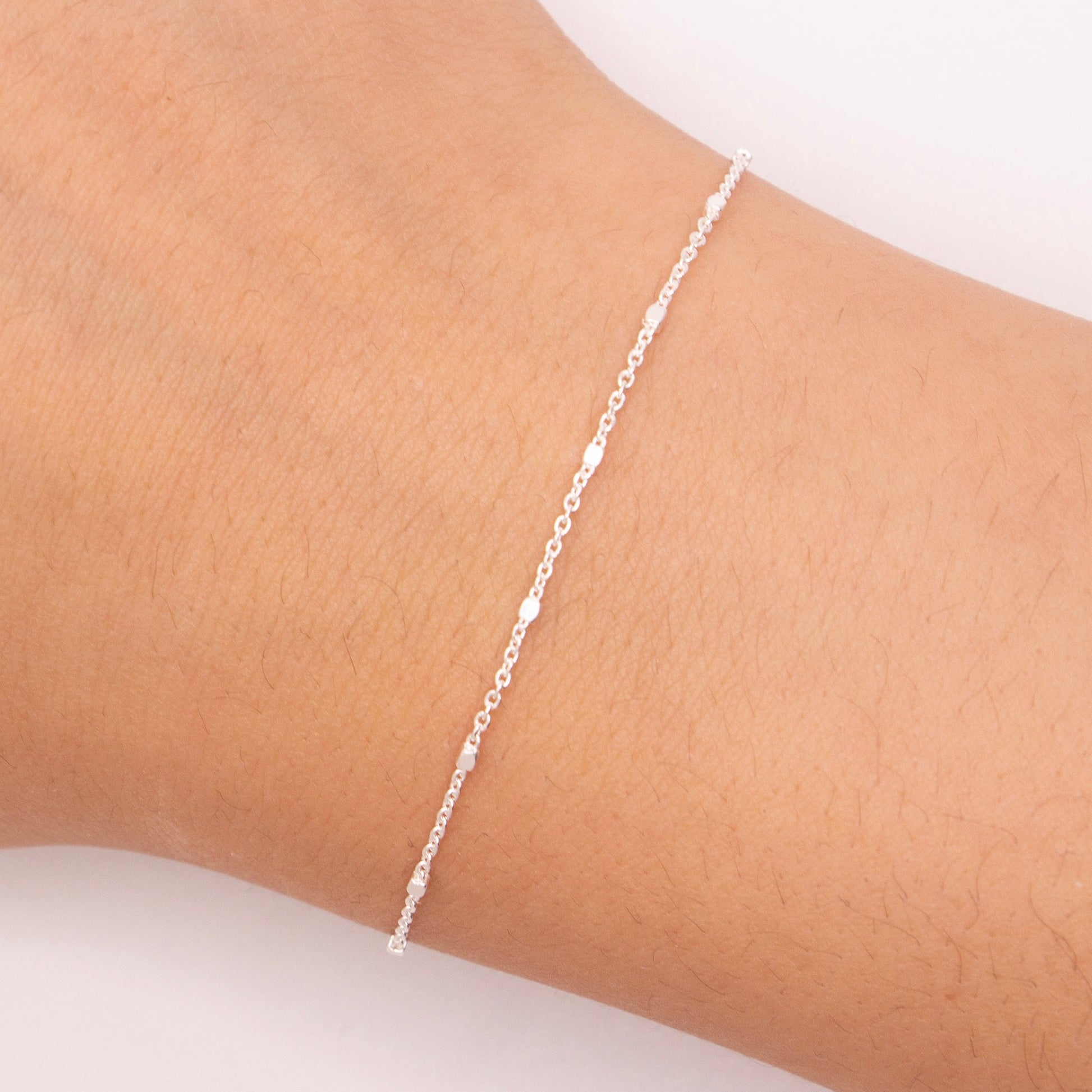 "Bloom" Sterling Silver 1mm Cable Chain with 1.2mm Cube Beads - TPAIGE Jewelry