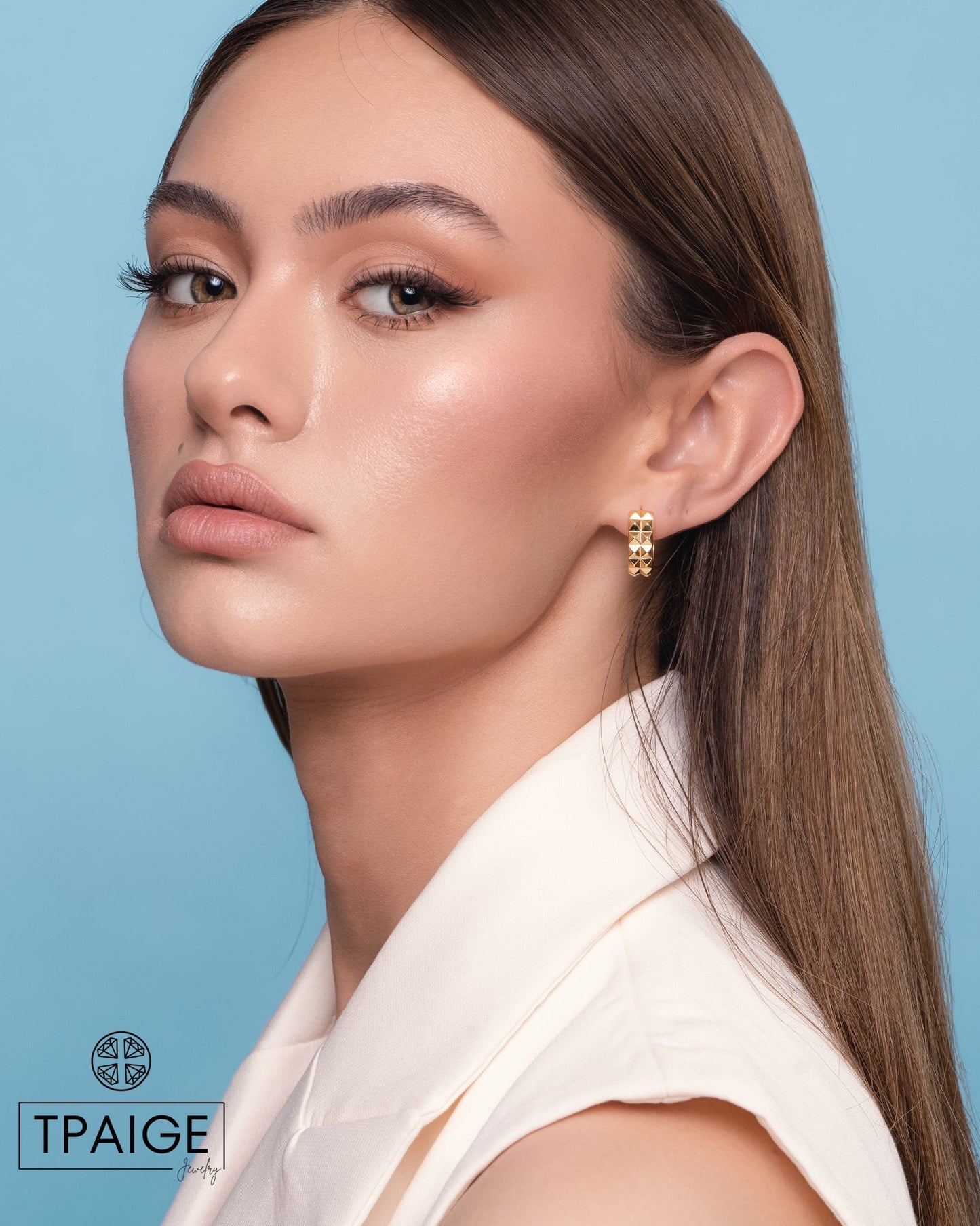 Bold Geometric Gold Hoop Earrings - TPAIGE Jewelry