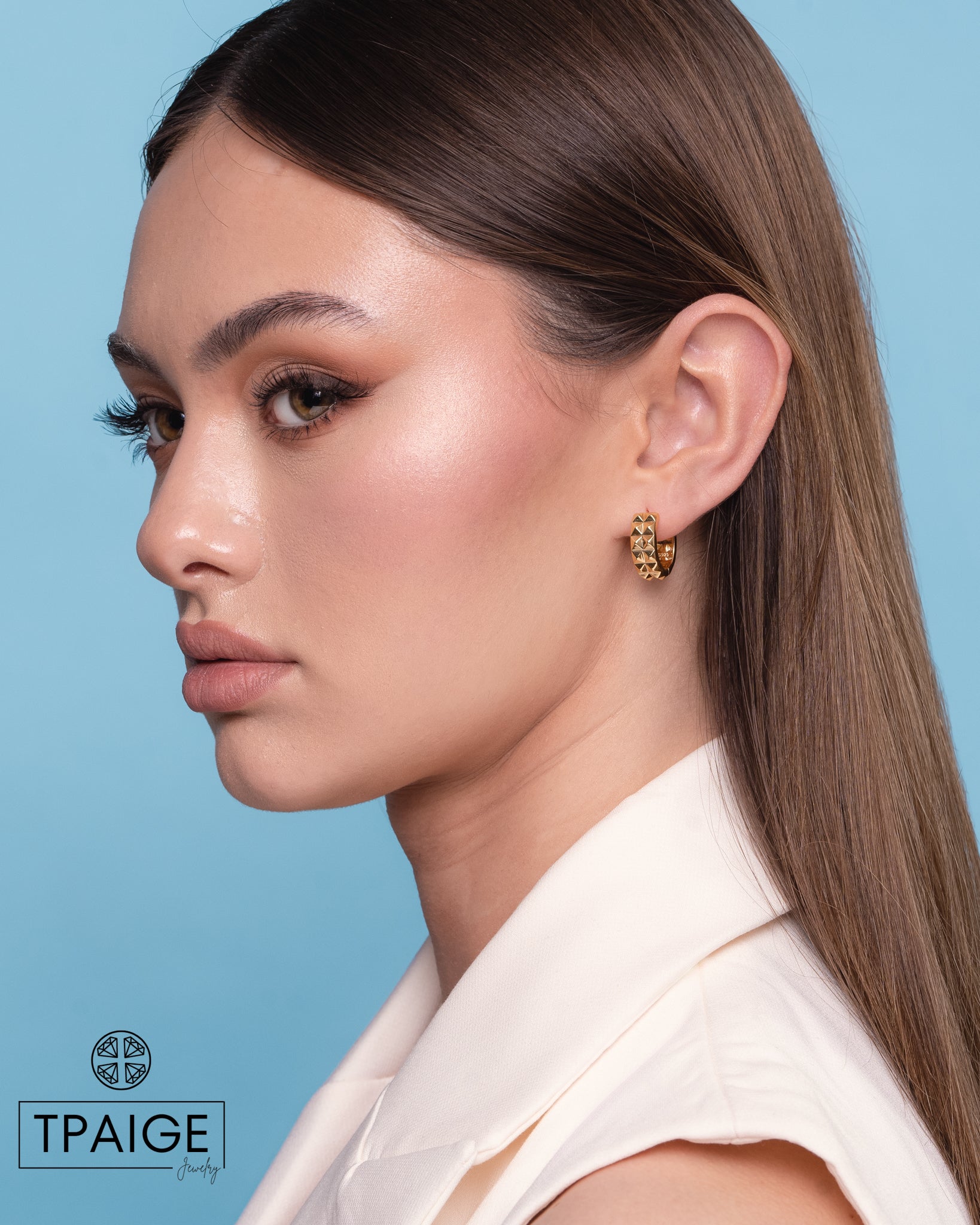 Bold Geometric Gold Hoop Earrings - TPAIGE Jewelry