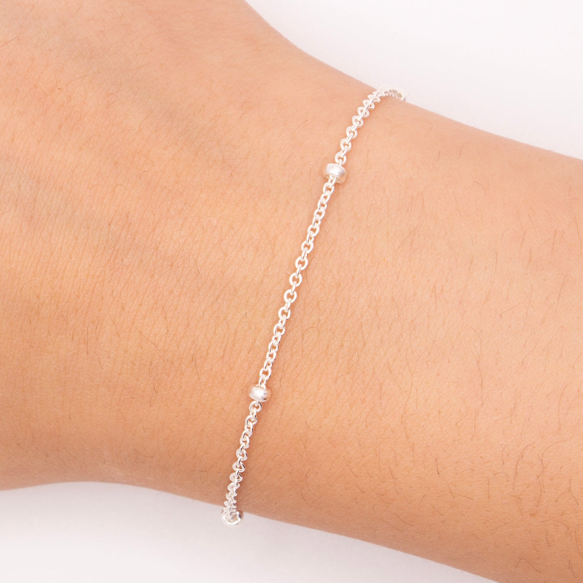 "Celestial" Sterling Silver 1.55mm Cable Chain with 2.7mm Beads - TPAIGE Jewelry