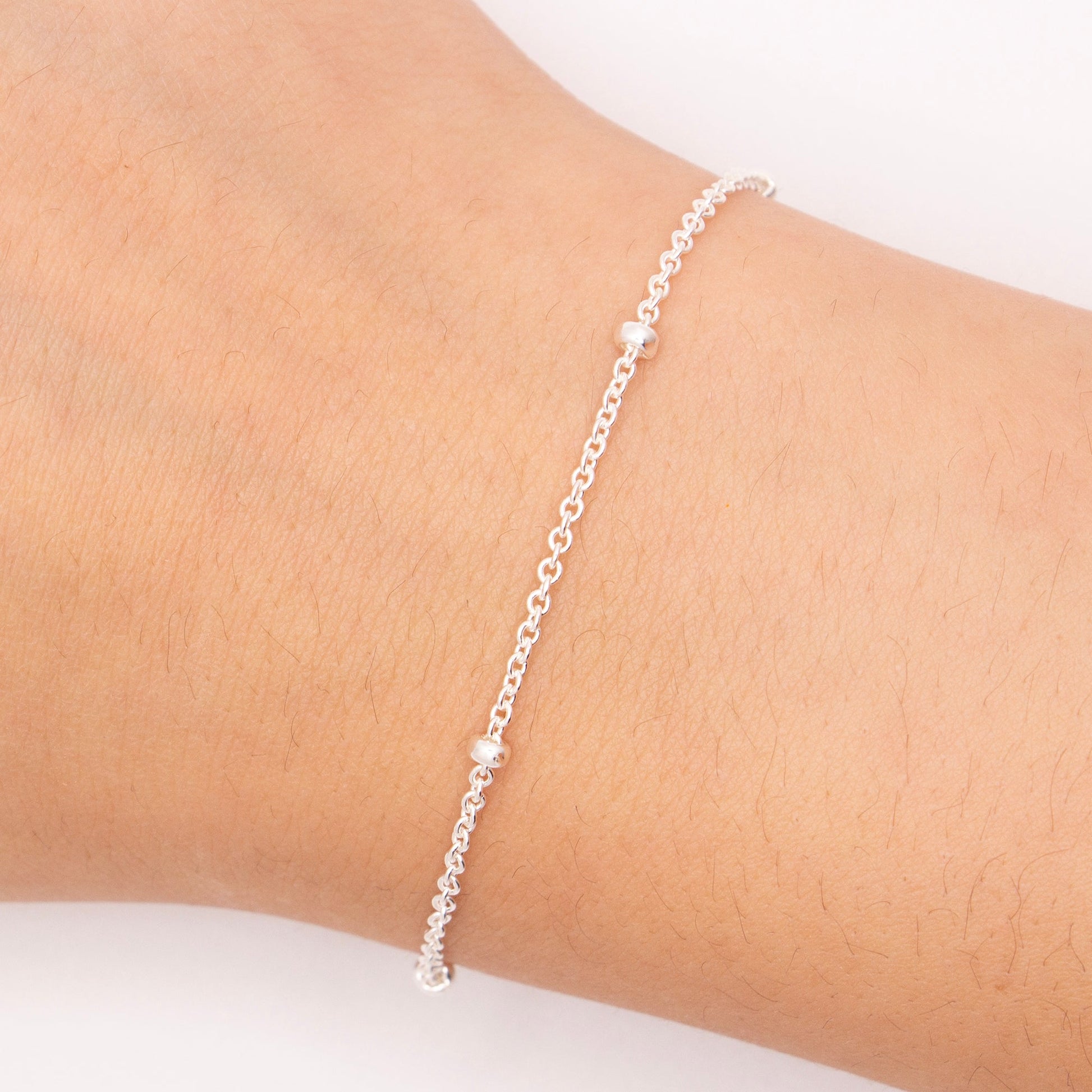 "Celestial" Sterling Silver 1.55mm Cable Chain with 2.7mm Beads - TPAIGE Jewelry