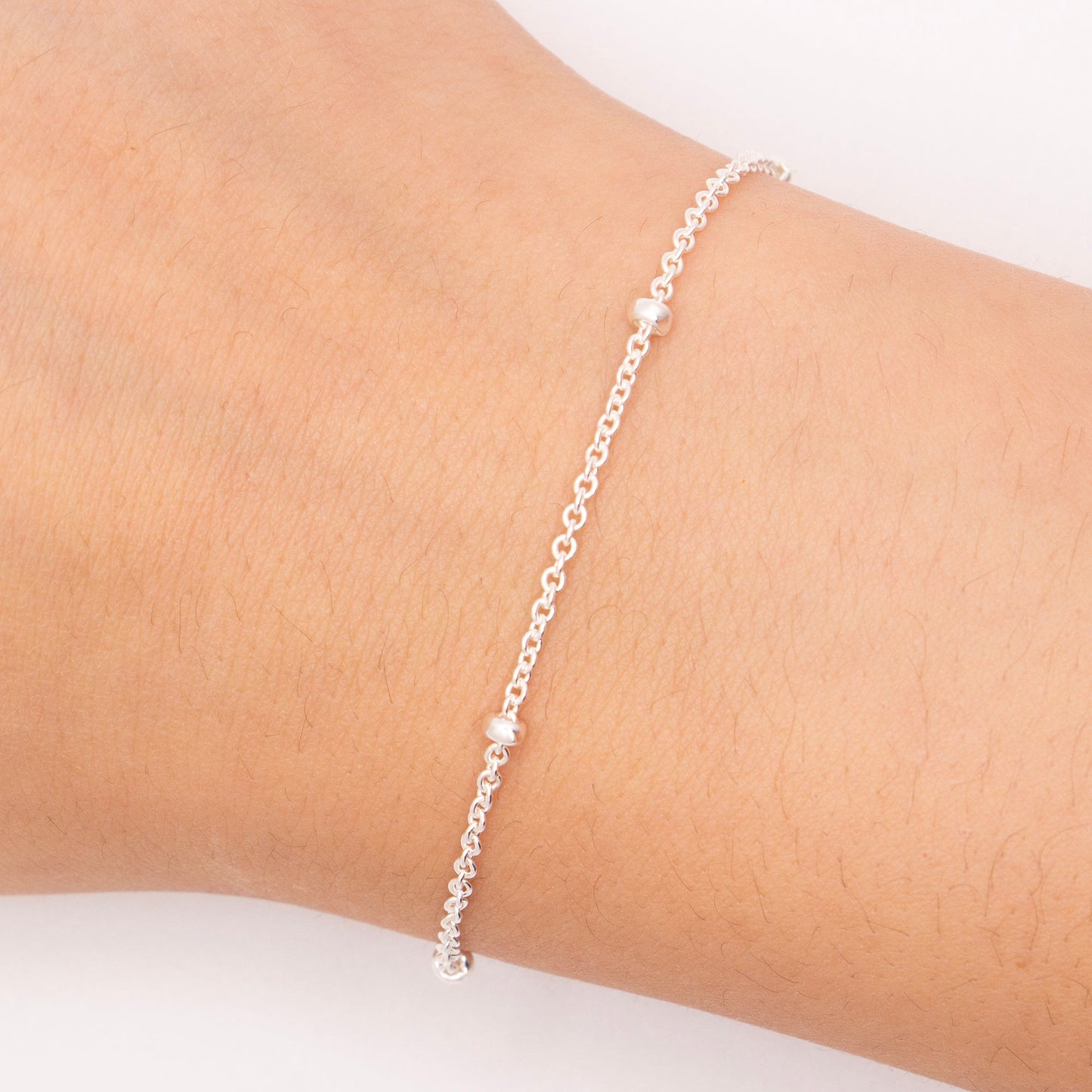 "Celestial" Sterling Silver 1.55mm Cable Chain with 2.7mm Beads - TPAIGE Jewelry