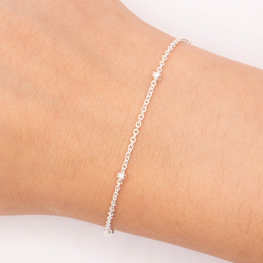 "Celestial" Sterling Silver 1.55mm Cable Chain with 2.7mm Beads - TPAIGE Jewelry