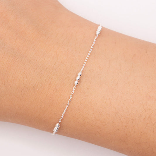 "Charm" Sterling Silver 1mm Cable Chain with 2mm Beads - TPAIGE Jewelry