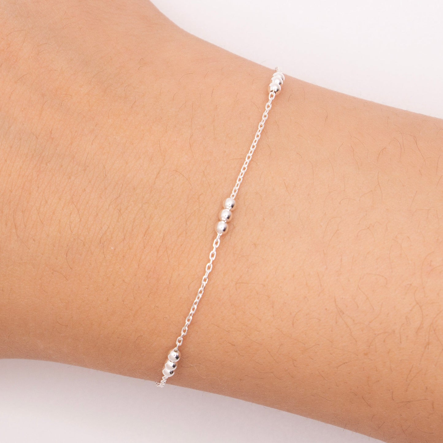 "Charm" Sterling Silver 1mm Cable Chain with 2mm Beads - TPAIGE Jewelry