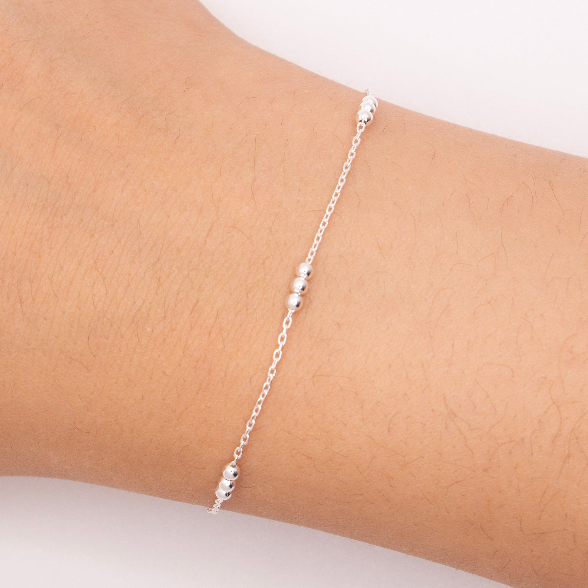 "Charm" Sterling Silver 1mm Cable Chain with 2mm Beads - TPAIGE Jewelry