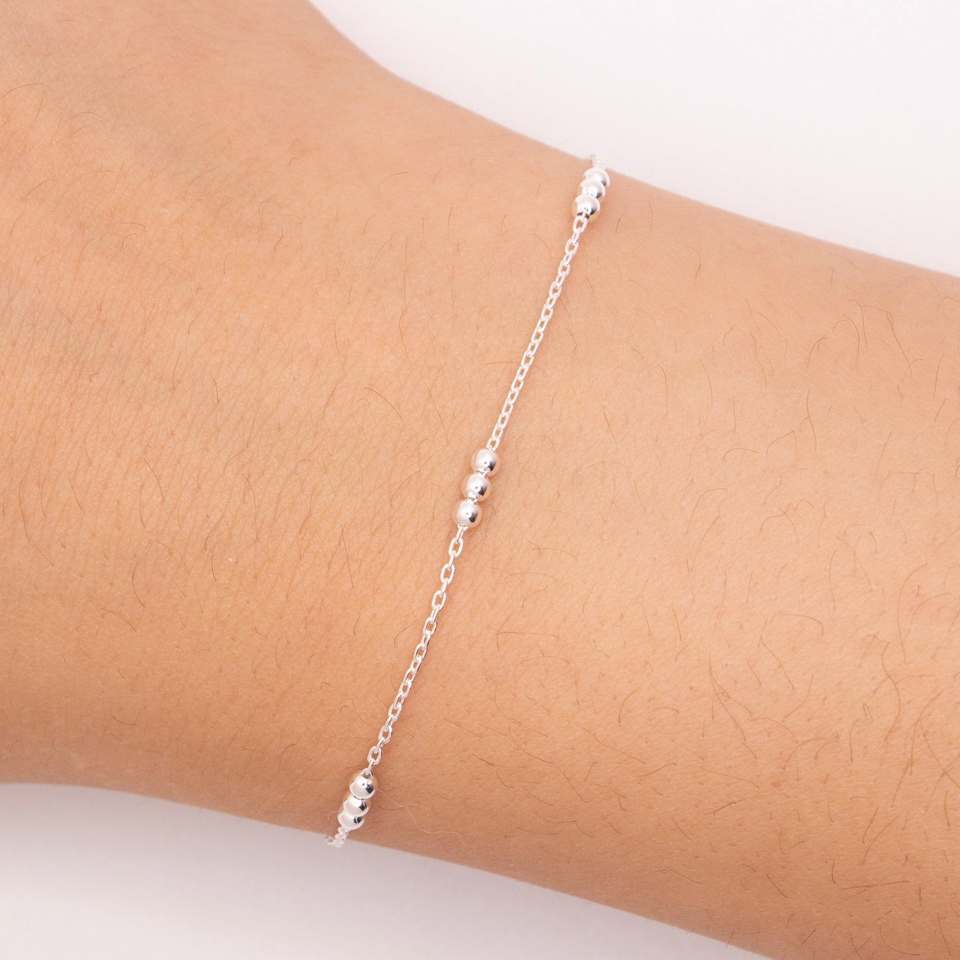 "Charm" Sterling Silver 1mm Cable Chain with 2mm Beads - TPAIGE Jewelry