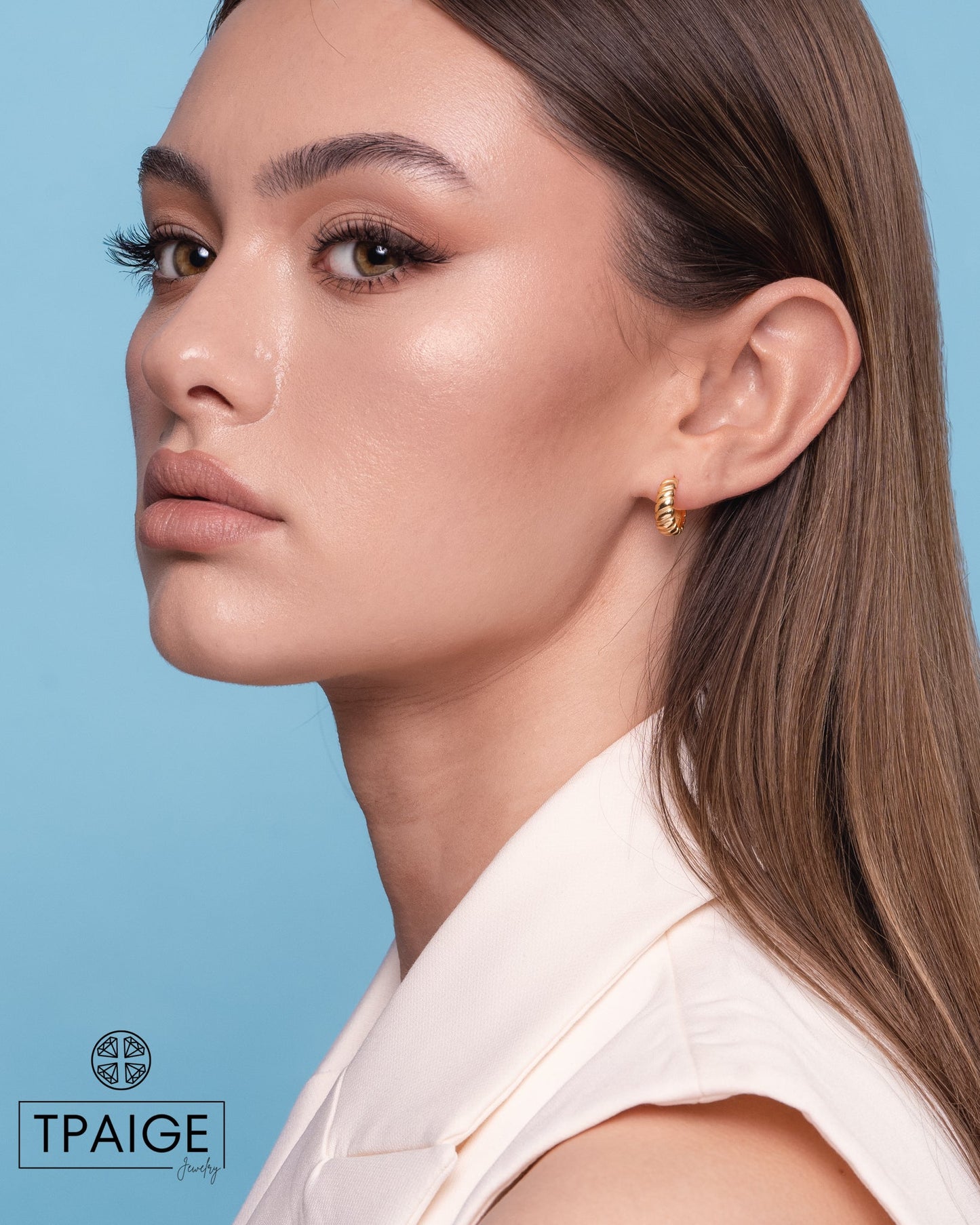 Crescent Seashell Open Hoop 18k Gold Earrings - TPAIGE Jewelry