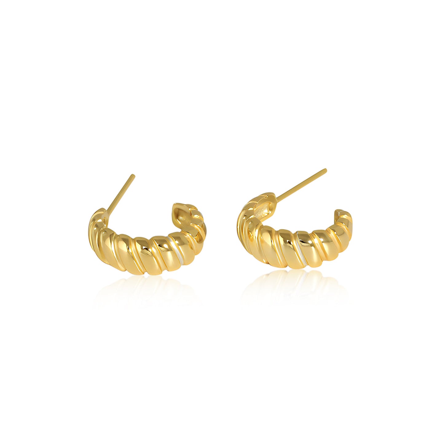 Crescent Seashell Open Hoop 18k Gold Earrings - TPAIGE Jewelry