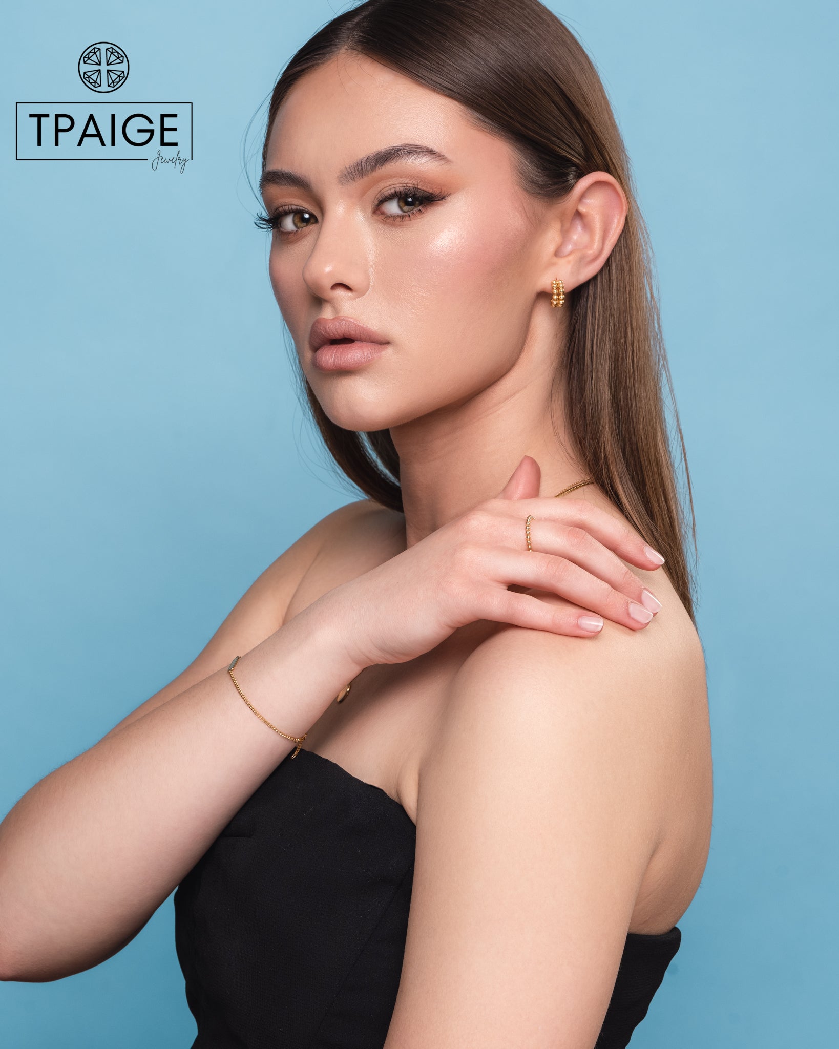 Double Bubble Bead Open Hoop 18k Gold Earrings - TPAIGE Jewelry