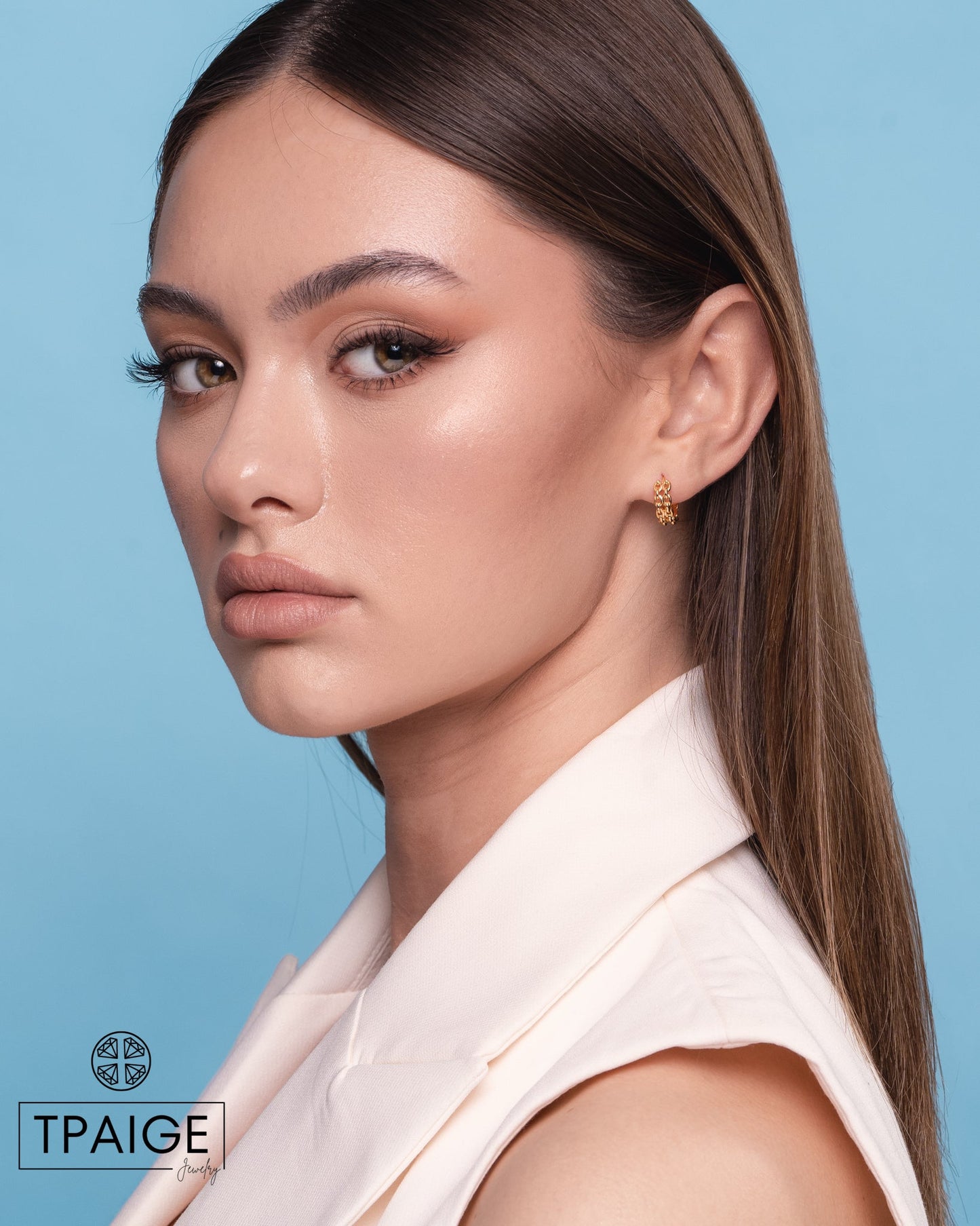 Double Chain Link 18k Gold Hoop Earrings - TPAIGE Jewelry