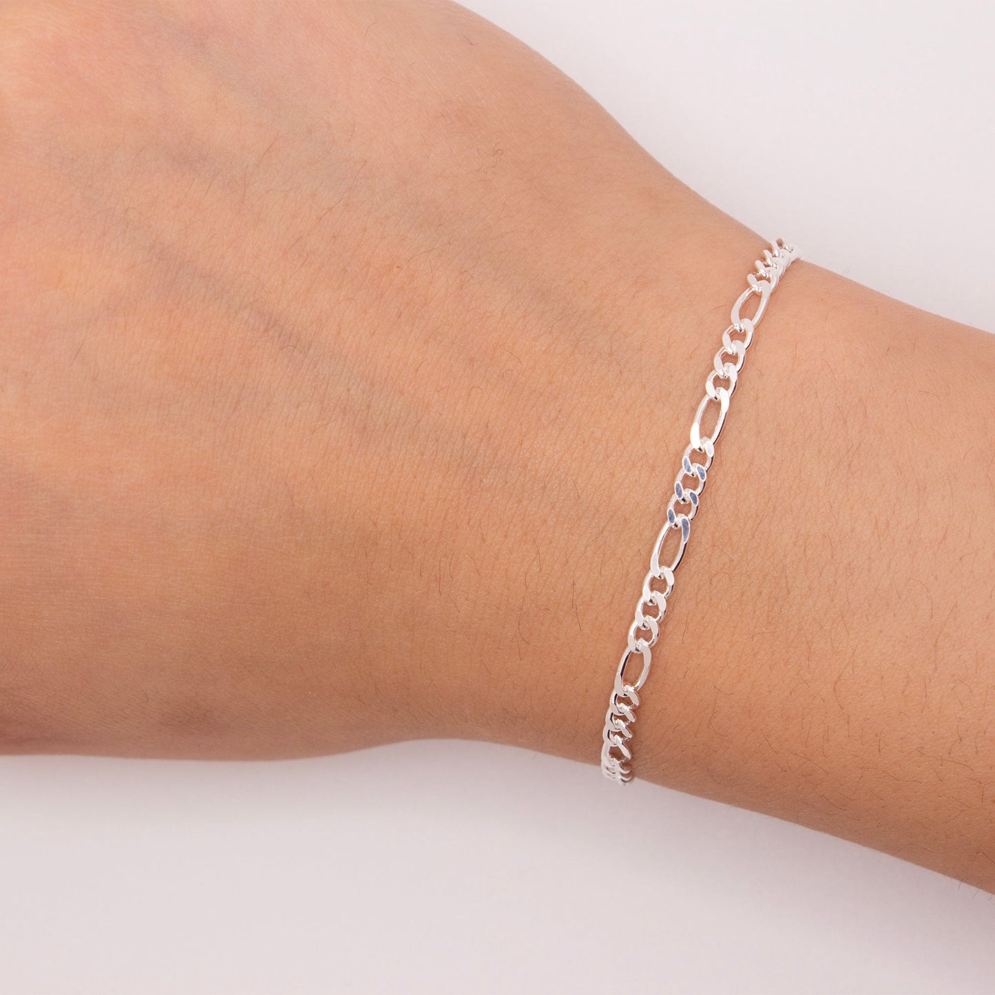 "Magnolia" Sterling Silver 3mm Diamond - Cut Figaro Chain - TPAIGE Jewelry