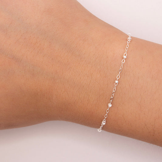 "Meadow" Sterling Silver 1.55mm Cable Chain with Beads - TPAIGE Jewelry