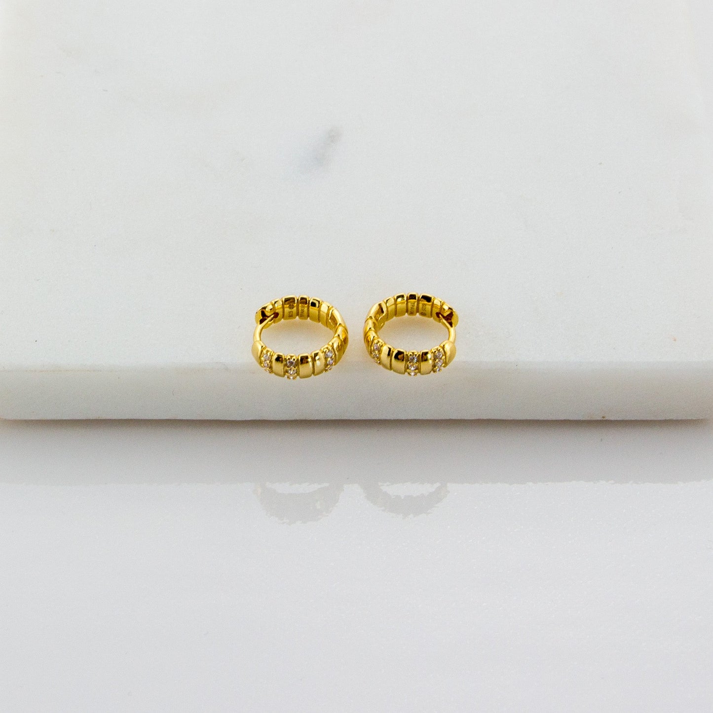 Mini 14k Gold Huggie Earrings - TPAIGE Jewelry