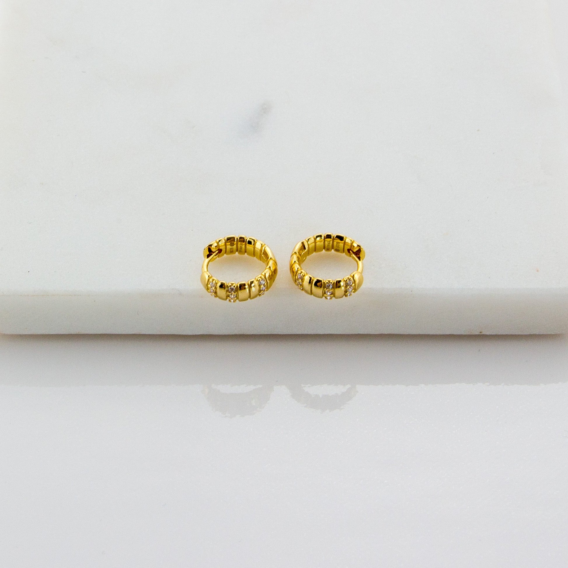 Mini 14k Gold Huggie Earrings - TPAIGE Jewelry
