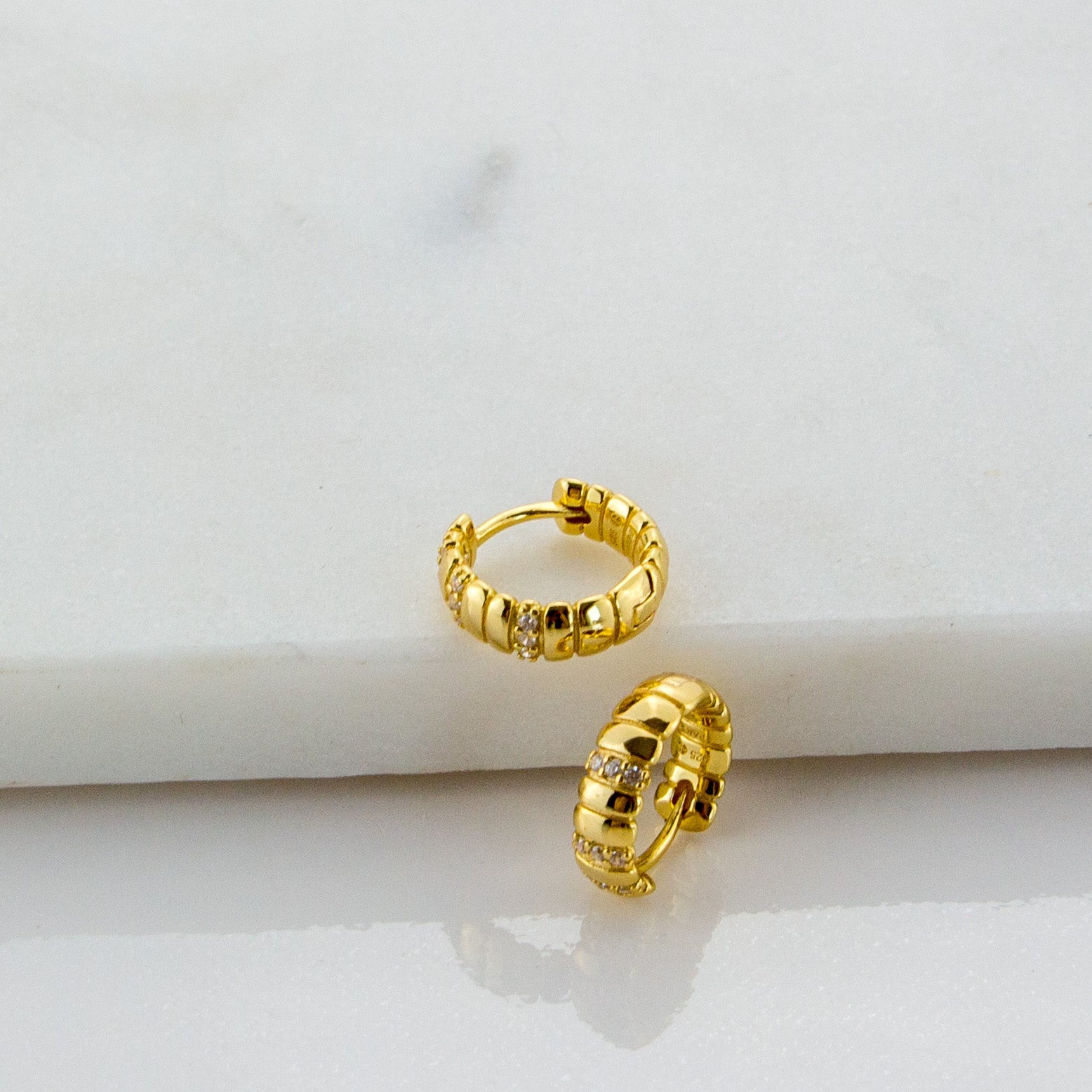 Mini 14k Gold Huggie Earrings - TPAIGE Jewelry