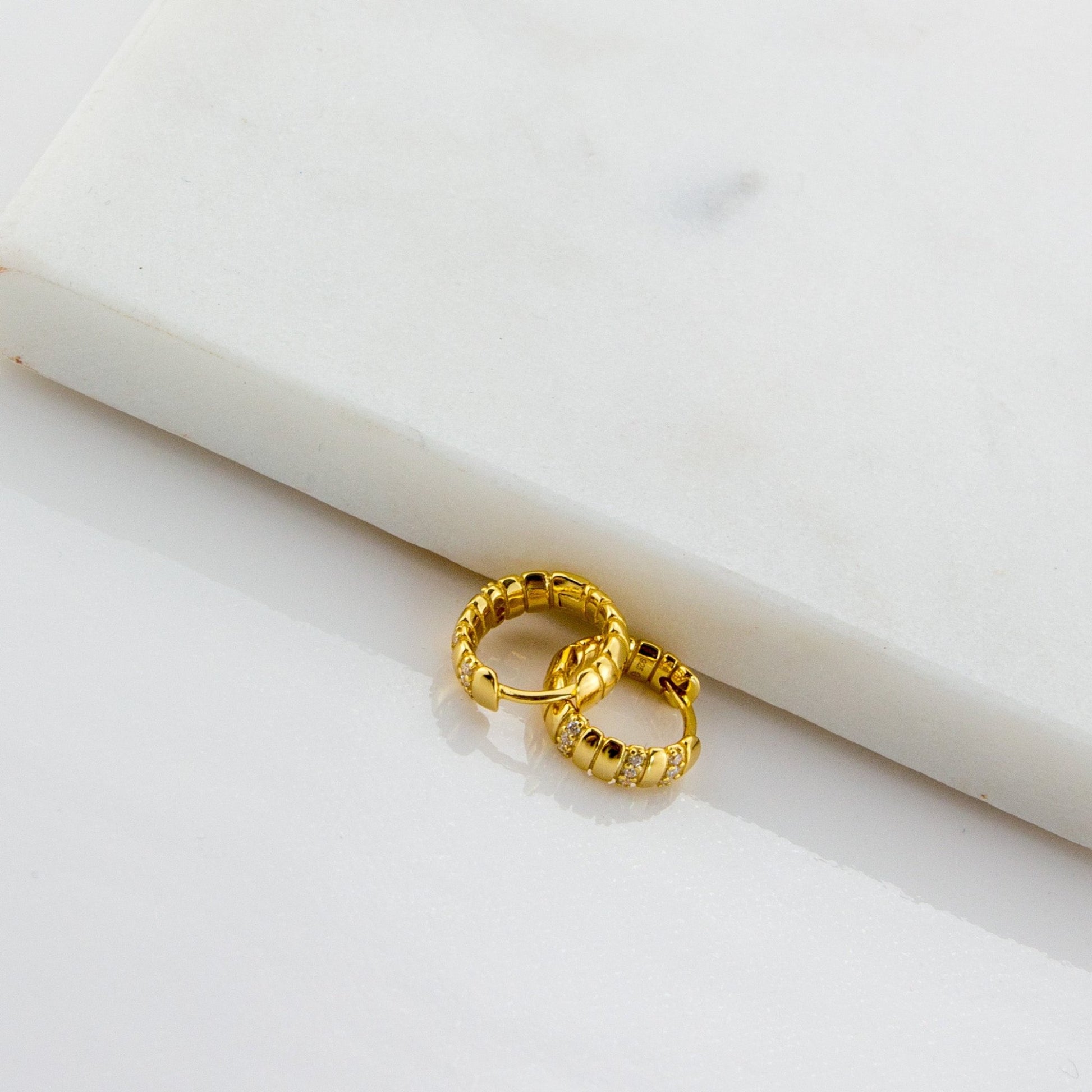 Mini 14k Gold Huggie Earrings - TPAIGE Jewelry