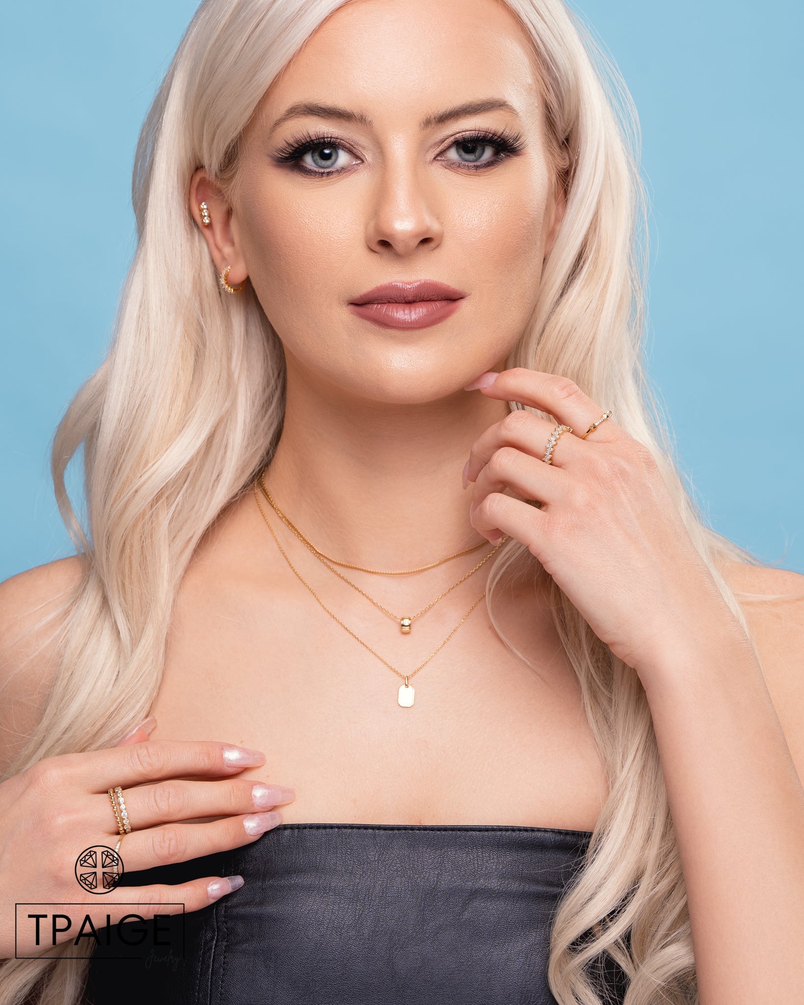 Mini Rectangular 14k Gold Tag Pendant Necklace - TPAIGE Jewelry