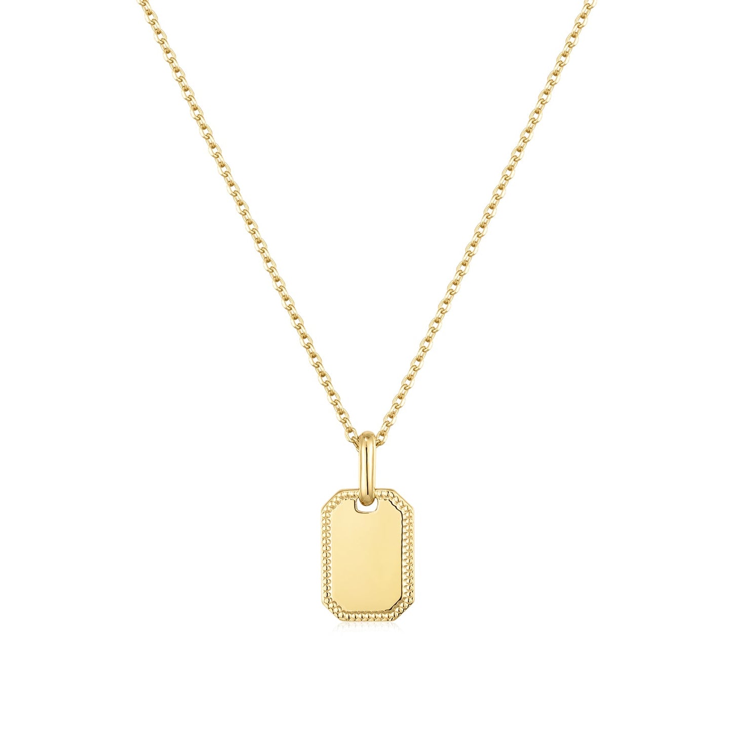 Mini Rectangular 14k Gold Tag Pendant Necklace - TPAIGE Jewelry