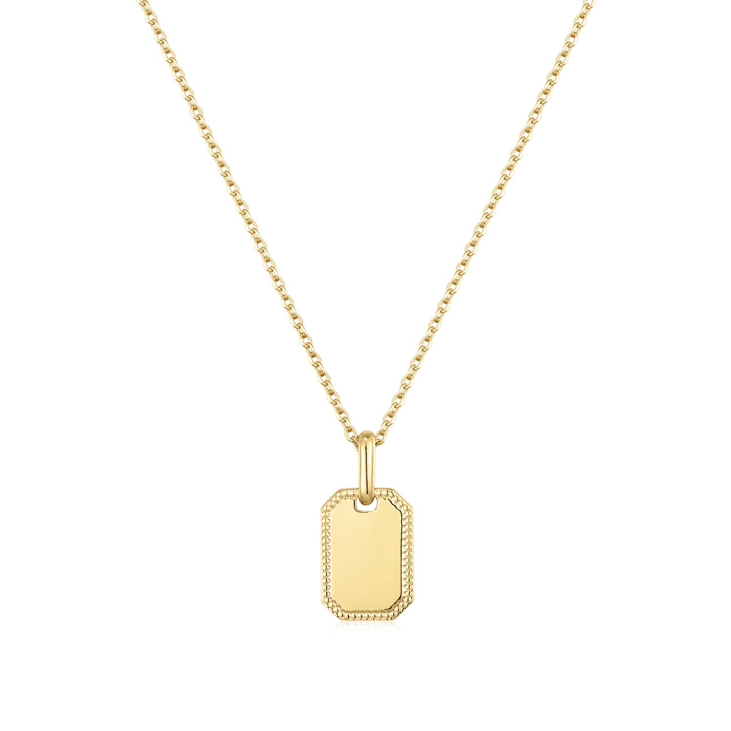 Mini Rectangular 14k Gold Tag Pendant Necklace - TPAIGE Jewelry