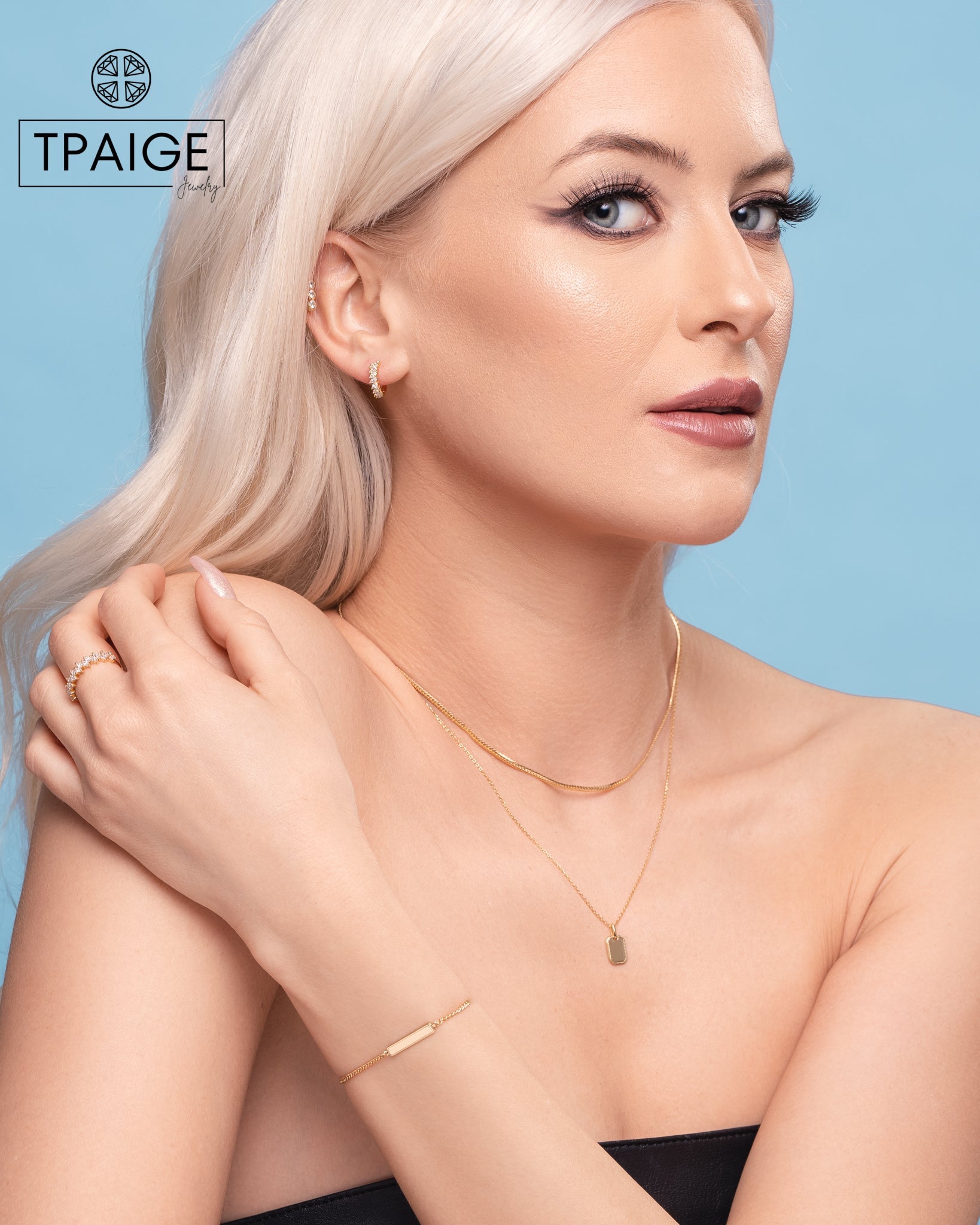 Mini Rectangular 14k Gold Tag Pendant Necklace - TPAIGE Jewelry