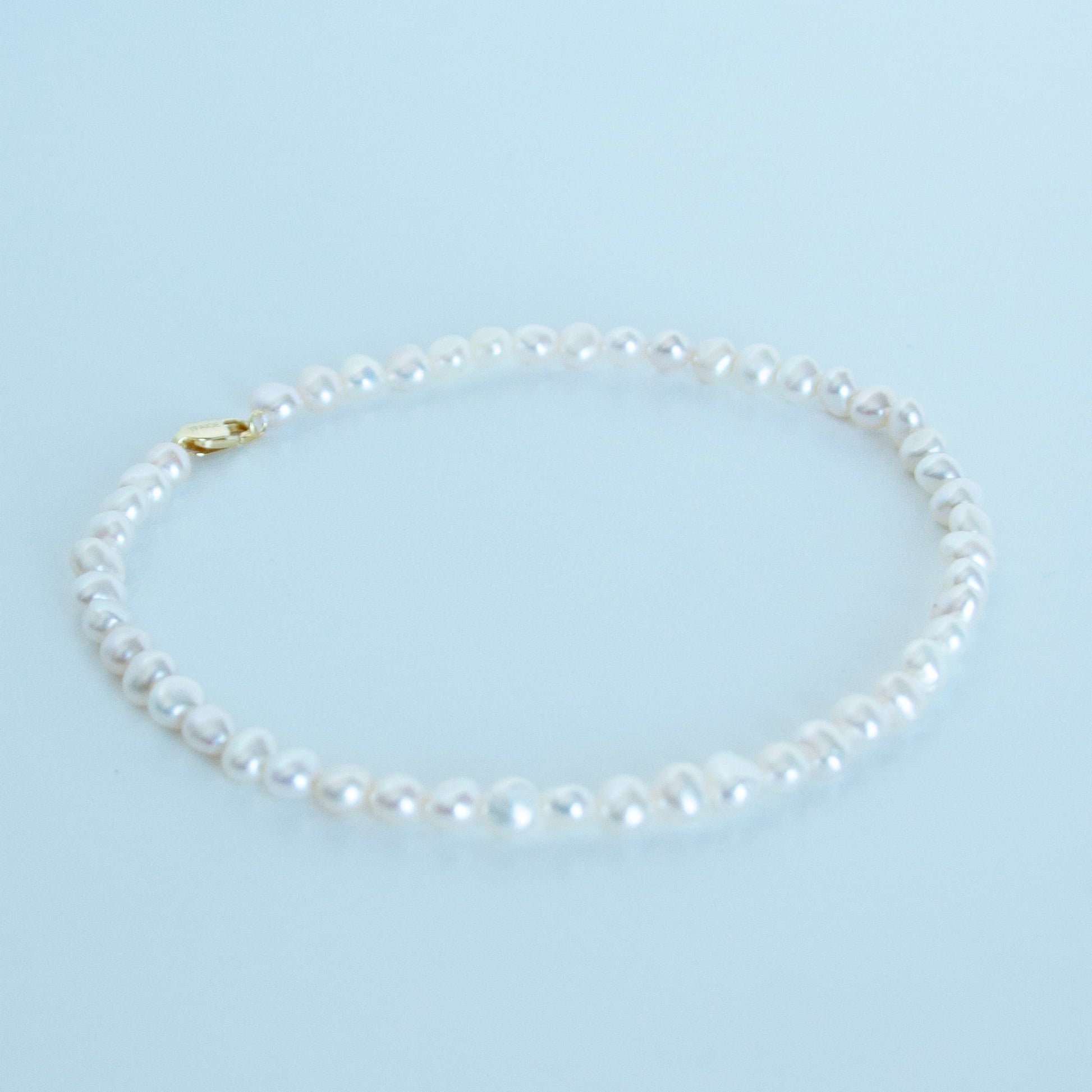 Natural Freshwater Pearl 10" Anklet with Gold Vermeil Lobster Clasp - TPAIGE Jewelry