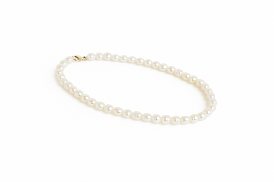 Natural Freshwater Pearl 10" Anklet with Gold Vermeil Lobster Clasp - TPAIGE Jewelry