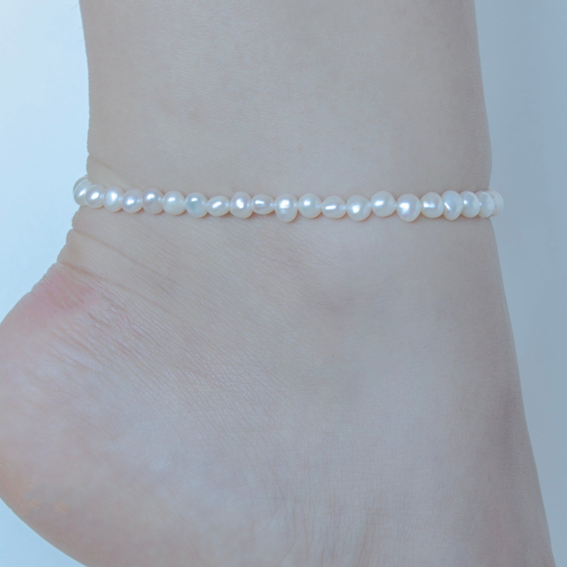 Natural Freshwater Pearl 10" Anklet with Gold Vermeil Lobster Clasp - TPAIGE Jewelry
