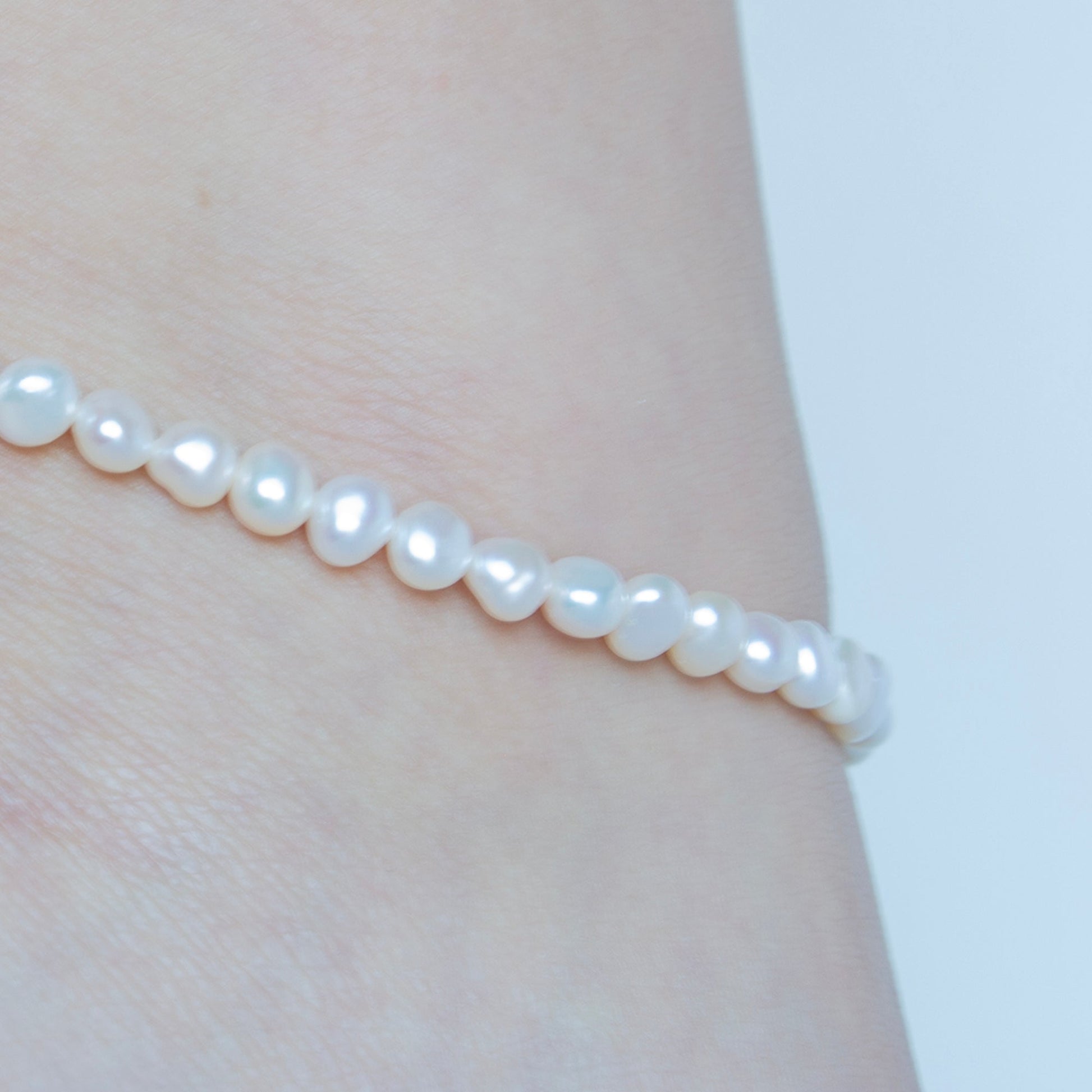 Natural Freshwater Pearl 10" Anklet with Gold Vermeil Lobster Clasp - TPAIGE Jewelry