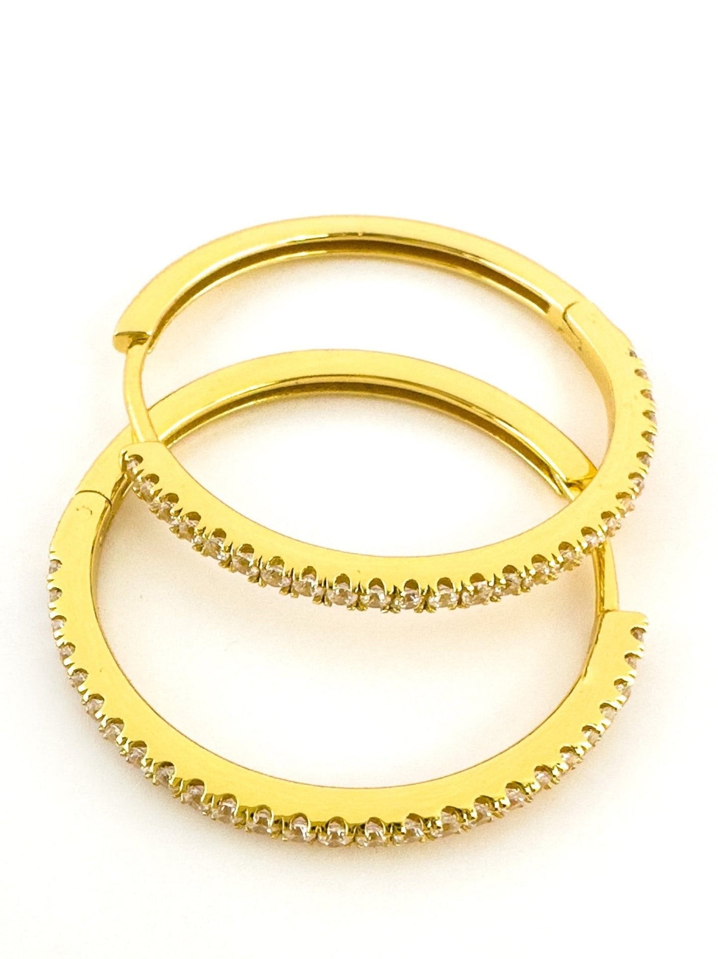 Pave 14k Gold Hoop Earrings 21mm - TPAIGE Jewelry