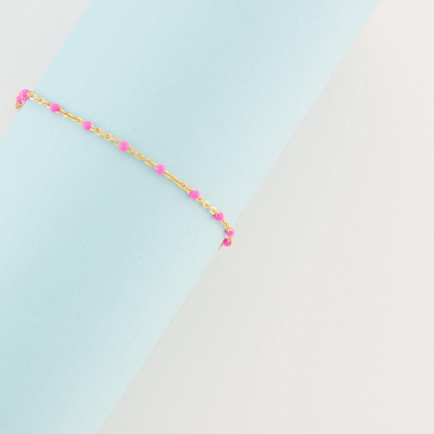 Pink Enamel Gold Filled 1.5mm Cable Chain - TPAIGE Jewelry