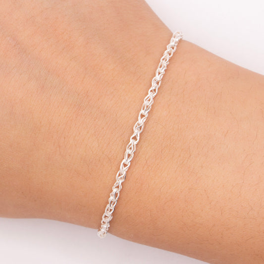 "Rosewood" Sterling Silver 2.6mm Open Twist Foxtail Chain - TPAIGE Jewelry