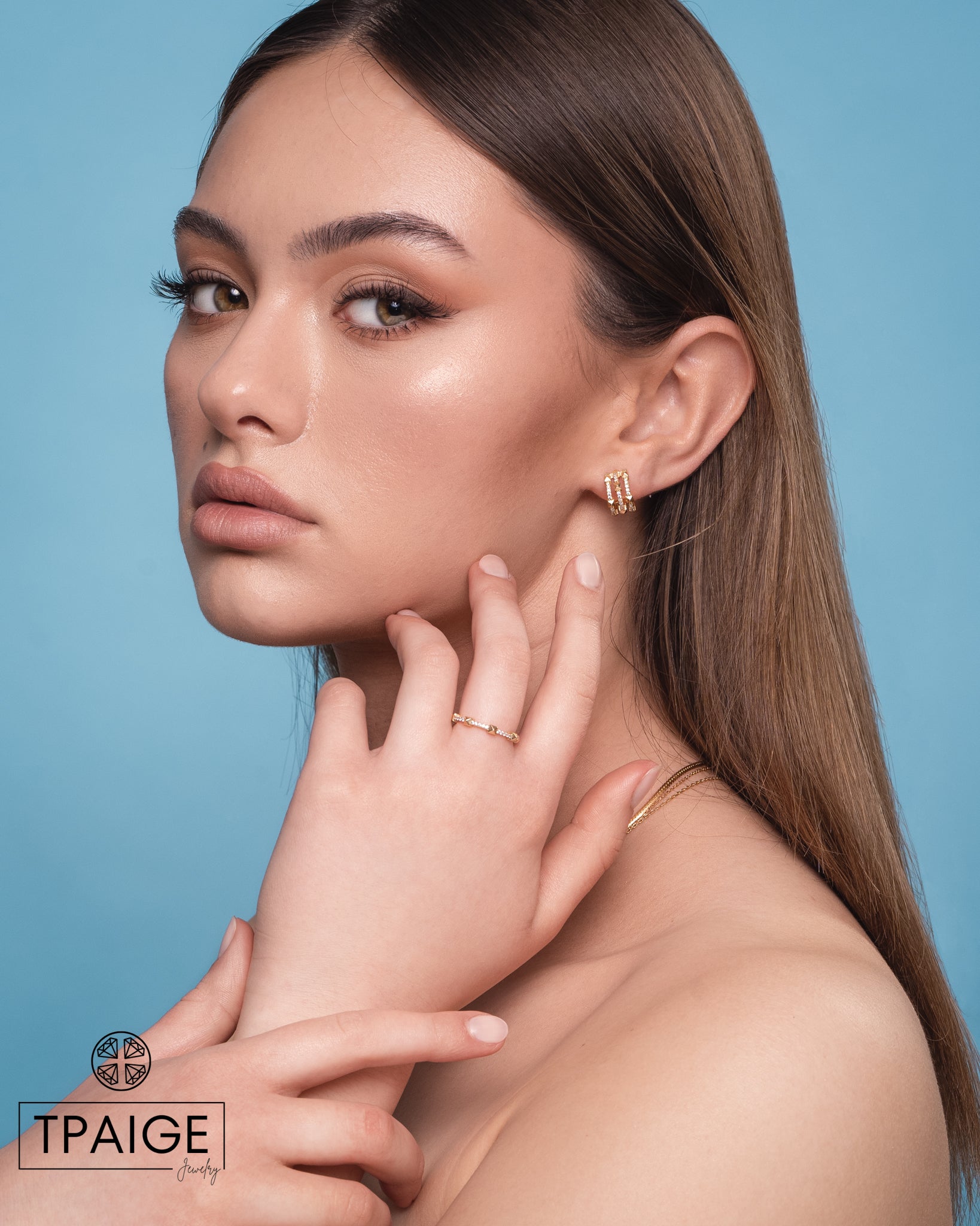 Triple Row 14k Gold Open Hoop Earrings - TPAIGE Jewelry