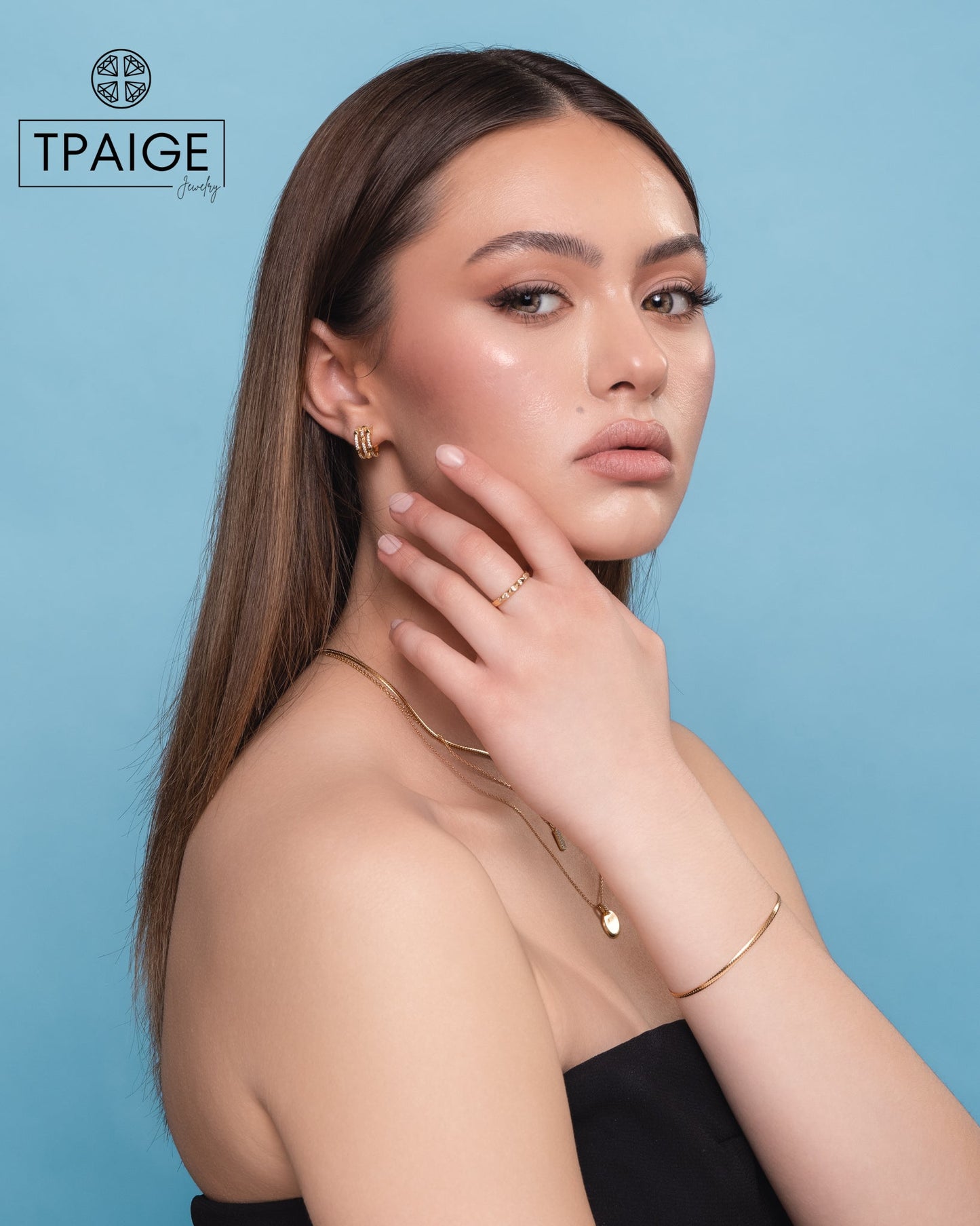 Triple Row 14k Gold Open Hoop Earrings - TPAIGE Jewelry