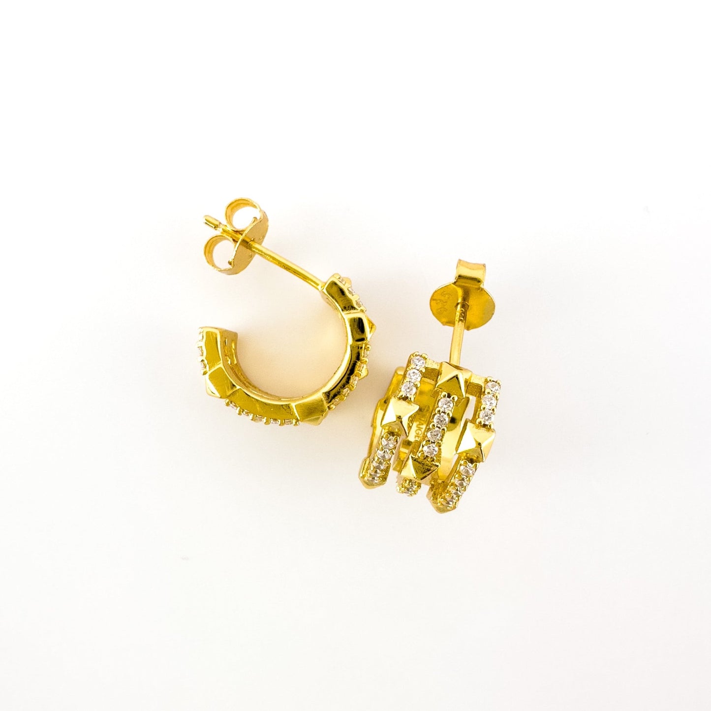 Triple Row 14k Gold Open Hoop Earrings - TPAIGE Jewelry