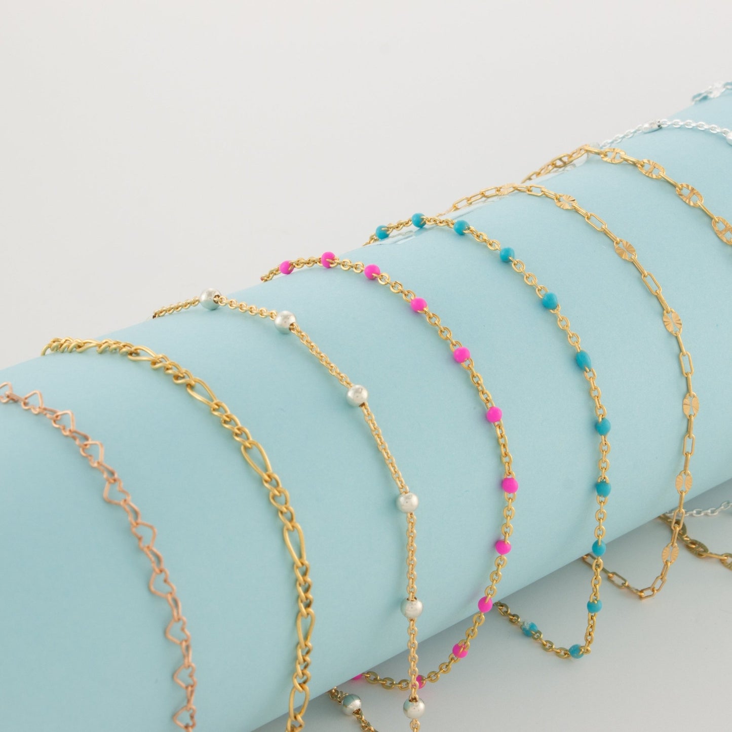 Two Tone Gold Filled Cable and Sterling Silver 3mm Beads - TPAIGE Jewelry