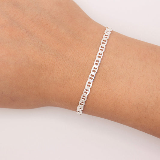 "Wildflower" Sterling Silver 4mm Diamond Cut Anchor Chain - TPAIGE Jewelry