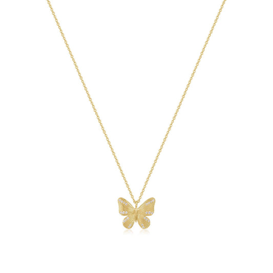 14k Gold Butterfly Pendant Necklace - TPAIGE Jewelry