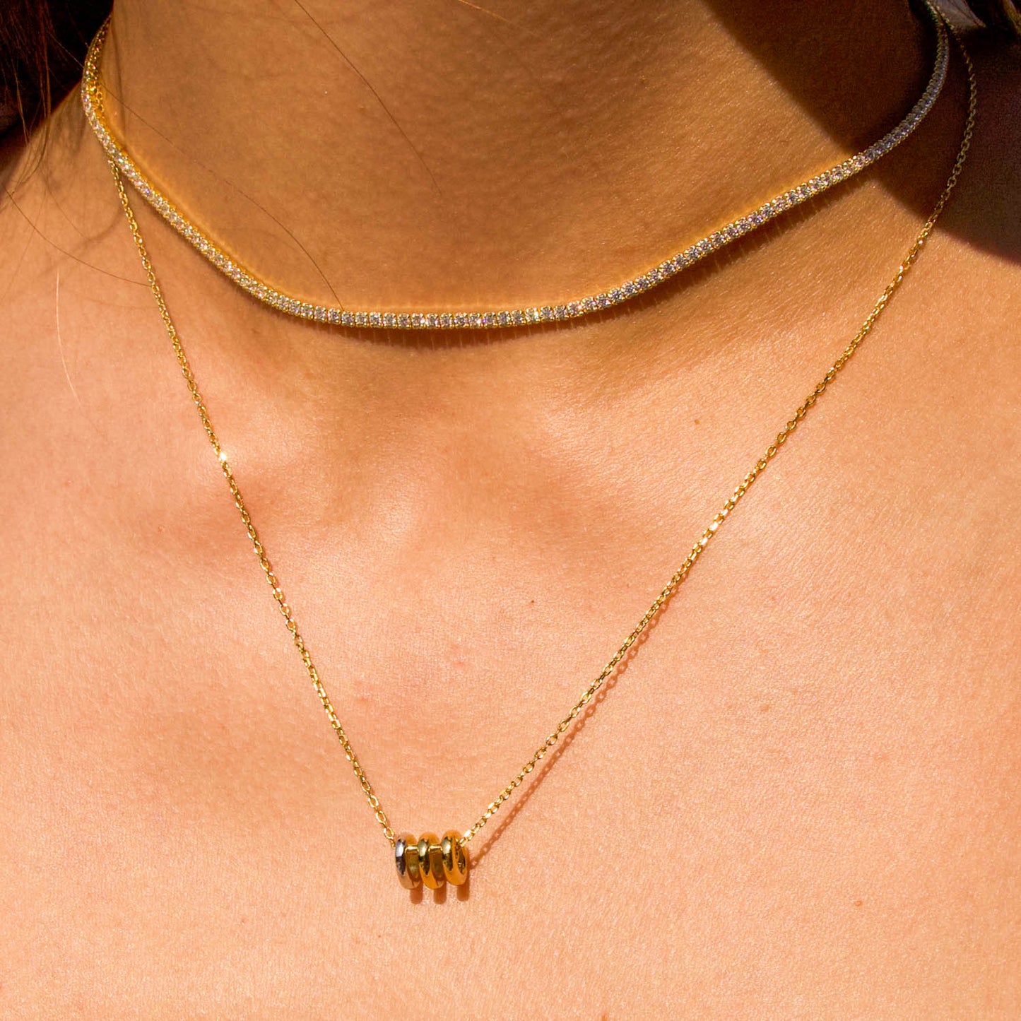 14k Gold Choker Tennis Necklace - TPAIGE Jewelry