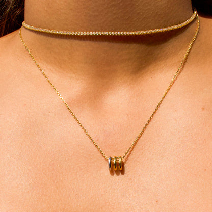 14k Gold Choker Tennis Necklace - TPAIGE Jewelry